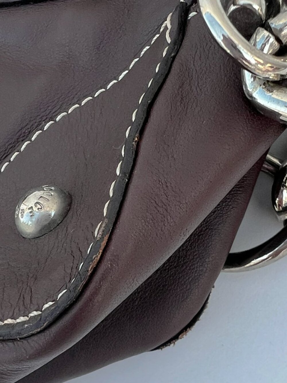 Authentic DOLCE & GABBANA Y2K Plaque Chain Shoulder Bag Chocolate Leather Milan - Picture 10 of 13